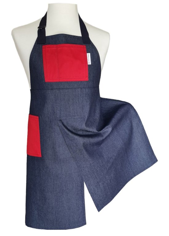 Royal Denim Split-leg apron 79 x 90 with adjustable neck strap - Deanna Roberts Studio