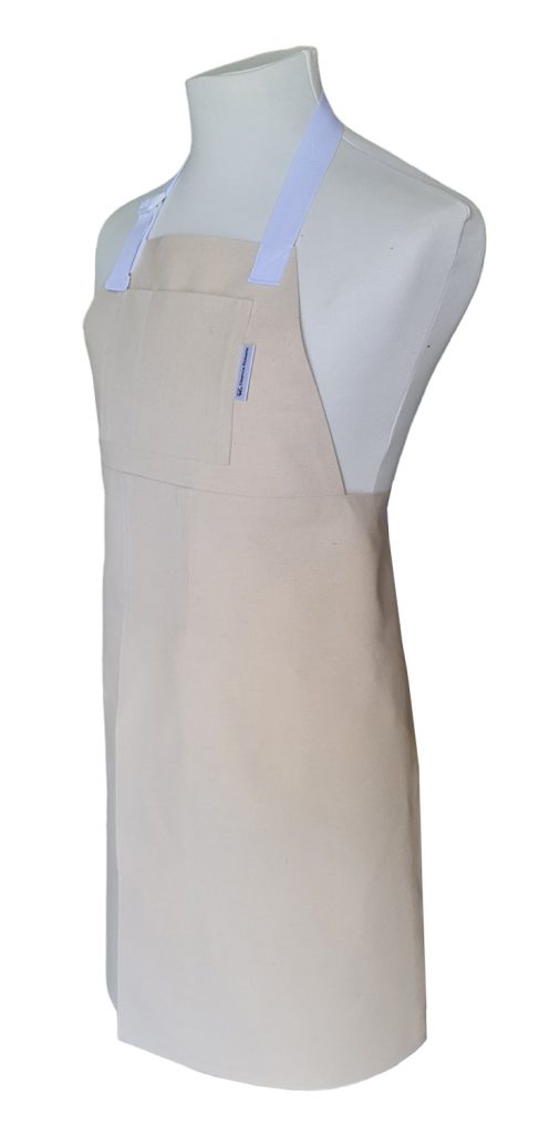 White Sand Split-leg apron 76 x 90 with adjustable neck strap - Deanna Roberts Studio