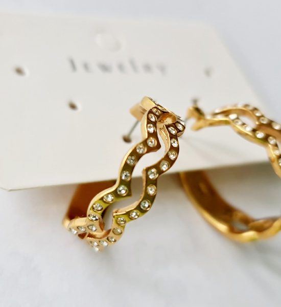 Gold plated diamante hoop earrings destash.au x 1 pair (3)