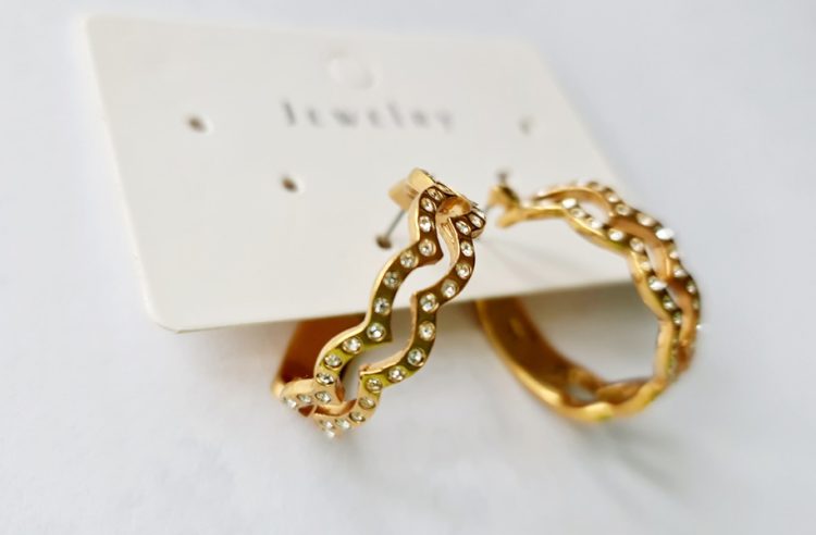 Gold plated diamante hoop earrings destash.au x 1 pair (3)