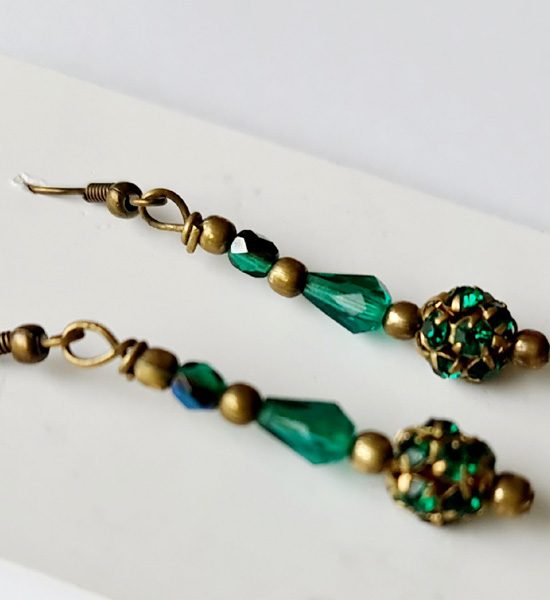 Green and Bronze coloured drop earrings destash.au x 1