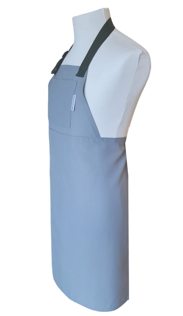 Green.Grey Bird Split-leg apron 76 x 89 with adjustable neck strap - deannarobertsstudio