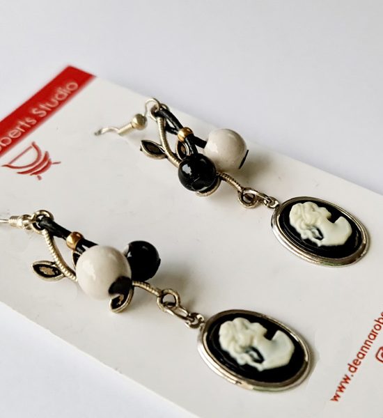 Leafy Cameo Earrings with beads destash.au