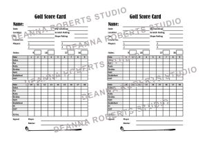 Golf Score Card (with watermark) - Deanna Roberts Studio