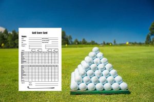 Golf score card with pile of golf balls - Deanna Roberts Studio (1.1)