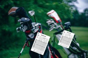 Golf score card on 2 golf bags on course - 1 in the background - Deanna Roberts Studio (8.1)